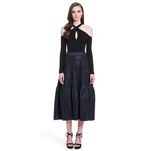 Badgley Mischka Sloan Navy‎ Jacquard skirt NEW!